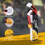 BATERIA LIPO 2S 75C 7.4V 450mAh TATTU XT30 LARGA - Imagen 2